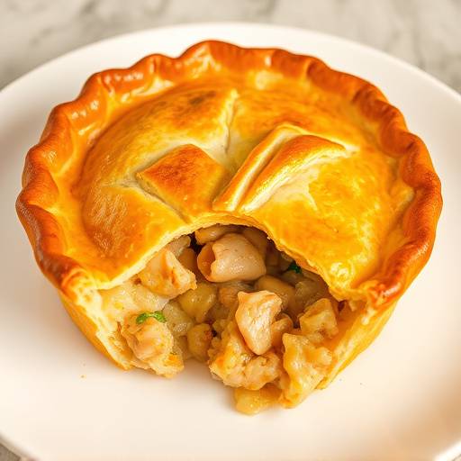 A golden-brown South African chicken pie, freshly baked